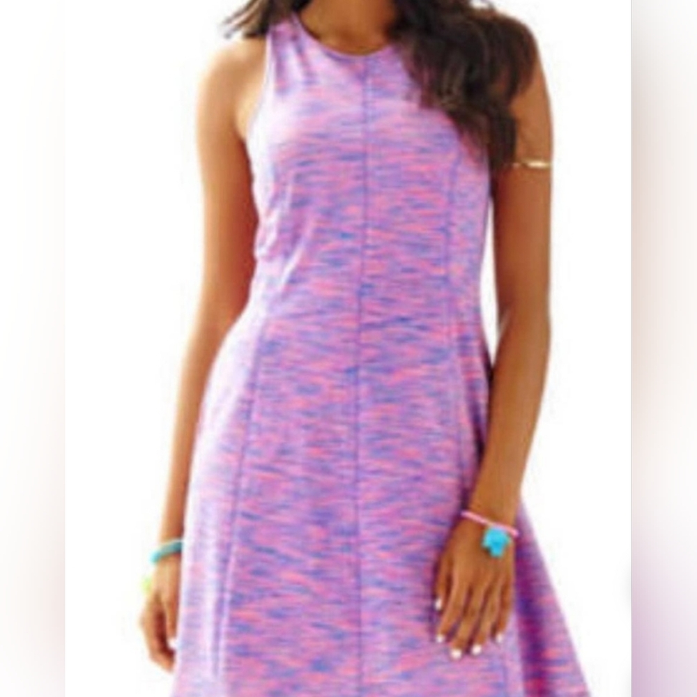Lilly Pulitzer Dress Cove Flamingo Pink Space dyed Fit & Flare -LARGE
